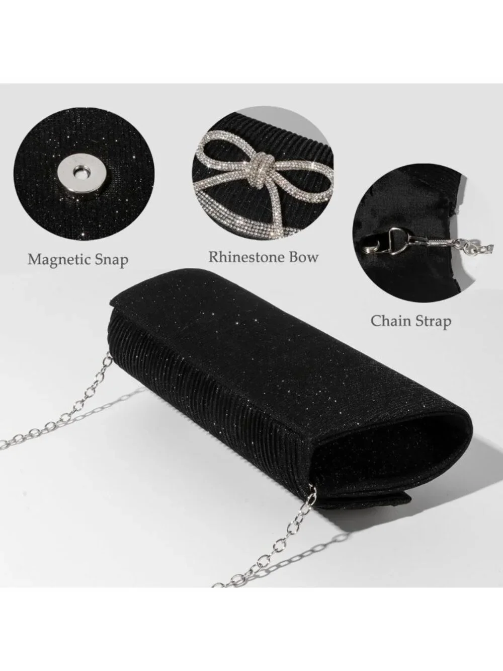 Sparkly Bow Evening Clutch Purse for Women - Perfect Wedding Accessory